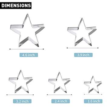 Kyerbaino Star Cookie Cutter Set - 5Pcs Baking Molds