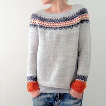 Stylish YEMOCILE Boat Neck Fair Isle Sweater for Women