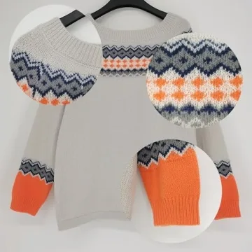 Stylish YEMOCILE Boat Neck Fair Isle Sweater for Women