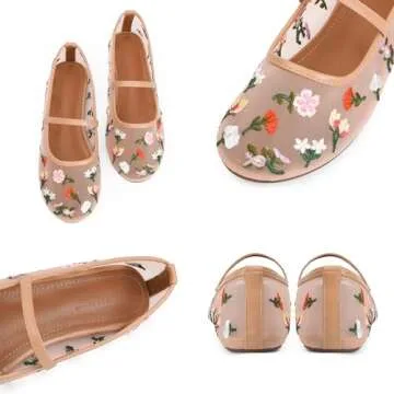 Adolilove Mesh Flats for Women Mesh Ballet Flat Shoes for Dressy Office Ballerinas Mary Jane Flats w...