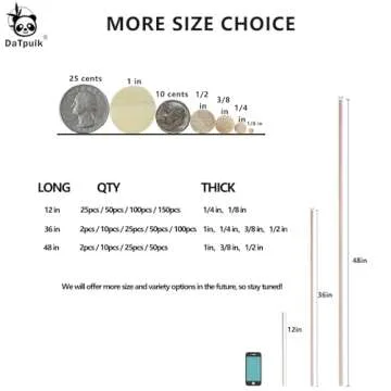 DaTpuik 1/4 x 12 Inch 100 PCS Bamboo Dowel Rods