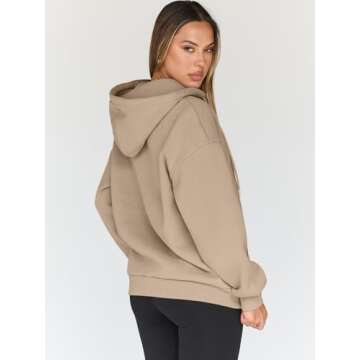 Trendy Queen Womens Zip Up Hoodies Oversized Sweatshirts Fall Fashion Outfits Casual Jackets 2025 Winter Clothes Dark Khaki S
