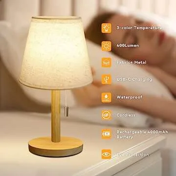 Tulbeys 3-Way Dimmable Portable Table Lamp for Home