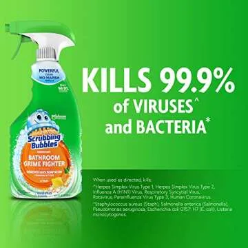 Scrubbing Bubbles Bathroom and Shower Cleaner Disinfectant Spray, Foaming Action Bathroom Grime Fighter, Citrus Scent, 32oz
