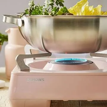 Dr.HOWS Twinkle Butane Portable Gas stove with Carrying case, butane camp stove indoor gas stove portable, Outdoor Camping, twist flame, safety device, child lock, CSA Listed (Pink)