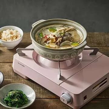 Dr.HOWS Twinkle Butane Portable Gas stove with Carrying case, butane camp stove indoor gas stove portable, Outdoor Camping, twist flame, safety device, child lock, CSA Listed (Pink)