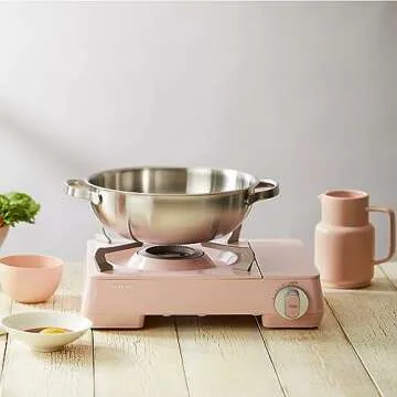 Dr.HOWS Twinkle Butane Portable Gas stove with Carrying case, butane camp stove indoor gas stove portable, Outdoor Camping, twist flame, safety device, child lock, CSA Listed (Pink)