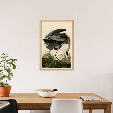Ujoyful Vintage Heron and Stork Birds Print | Set of 2 Wild Bird Wall Art | Freshwater Wading Bird Decor | Audubon Bird Prints | Vintage Painting Set for Home, Office Wall Decor (11"x17" Unframed)