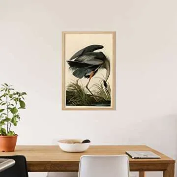 Ujoyful Vintage Heron and Stork Birds Print | Set of 2 Wild Bird Wall Art | Freshwater Wading Bird Decor | Audubon Bird Prints | Vintage Painting Set for Home, Office Wall Decor (11"x17" Unframed)