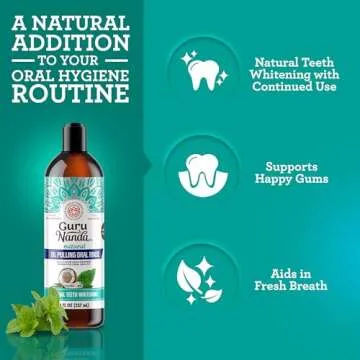 GuruNanda Coconut & Mint Oil Pulling with Tongue Scraper & Teeth Whitening Strips - 7 Treatments with 14 Strips - Enamel-Safe Strips for Sensitive Teeth