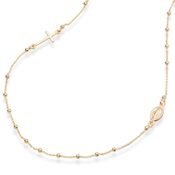 Miabella 18K Gold Italian Rosary Cross Necklace - Dainty & Stylish