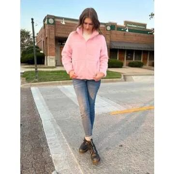 luvamia Sherpa Jacket Women Trendy Zip Up Fleece Jacket Womens Winter Coats For Women Pink Fleece Jacket Fall Jackets For Women 2024 Cute Outfit Pink Size Medium Fits Size 8 Size 10