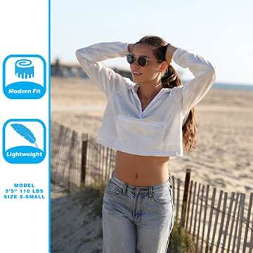 Global Blank Womens Cropped Jacket Crop Top Hoodies for Women Cropped Windbreaker Jackets, White Cam...