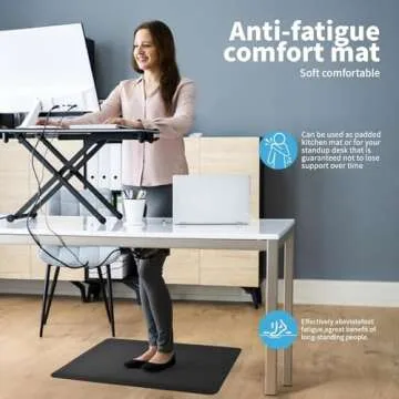Art3d Anti Fatigue Mat - 1/2 Inch Cushioned Kitchen Mat -Comfort & Non Slip Cushion for Standing Desk, Office or Garage Floor (17.3"x28", Black)