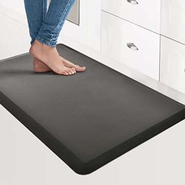 Art3d Anti Fatigue Mat - 1/2 Inch Cushioned Kitchen Mat -Comfort & Non Slip Cushion for Standing Desk, Office or Garage Floor (17.3"x28", Black)