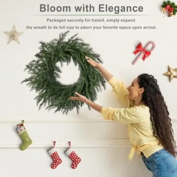 Artgar 24 Inch Christmas Wreath - Real Touch Holiday Decor