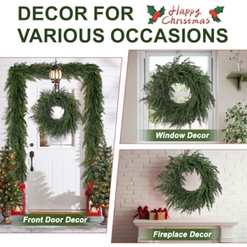 Artgar 24 Inch Christmas Wreath - Real Touch Holiday Decor