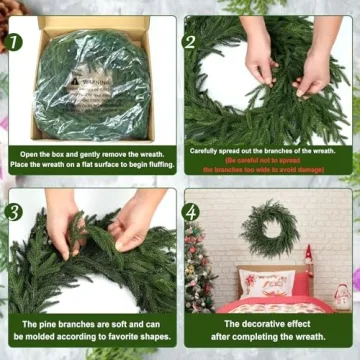 Artgar 24 Inch Christmas Wreath - Real Touch Holiday Decor