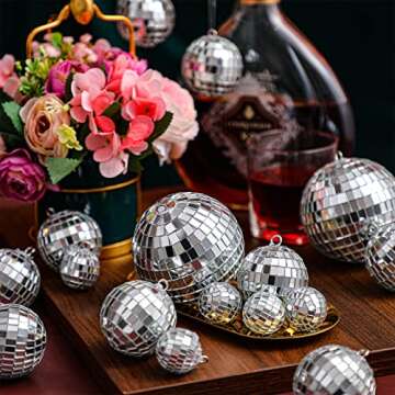 Sumind 50 Pcs Disco Balls - Reflective Silver Hanging Decorations for Festivities.
