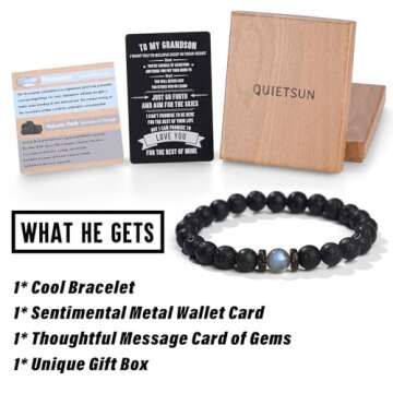Quietsun Gifts Kids Grandson Gifts from Grandma Grandson Birthday Gifts Mens Bracelet Teen Boys Gift...