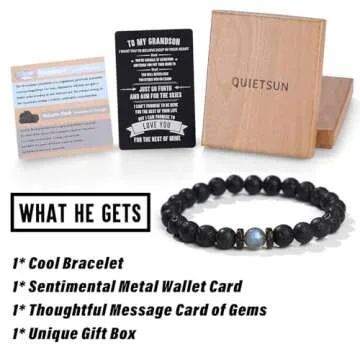 Quietsun Gifts Kids Grandson Gifts from Grandma Grandson Birthday Gifts Mens Bracelet Teen Boys Gift...