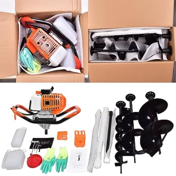 72CC Gas Auger with Drill Bits for Fence Garden Farm Digging