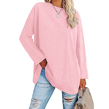 Fisoew Women's Oversized Long Sleeve T-Shirt for Stylish Comfort