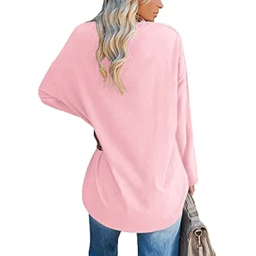 Fisoew Women's Oversized Long Sleeve T-Shirt for Comfort