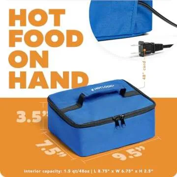 HOTLOGIC Mini Portable Electric Lunch Box Food Heater - Innovative Food Warmer and Heated Lunch Box for Adults Car/Home - Easily Cook, Reheat, and Keep Your Food Warm - Blue (120V)