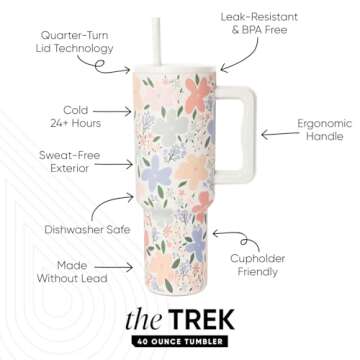 Simple Modern 40 oz Trek Tumbler with Handle and Straw Lid | Stylish Insulated Travel Mug