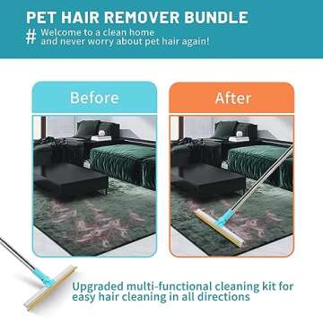 SDDFFS Pet Hair Remover Set - Three Different Sizes Pet Hair Removal Tool-Carpet Rake for Pet Hair Removal - Portable and Effective!, Blue
