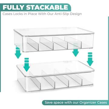 Sorbus Sunglasses Organizer - Plastic Stackable Eyeglass Case Storage Organizer for Multiple Glasses - Reading Glasses, Sunglass Holder with Hinged Lid for Eyewear Display Includes 5 Sections (3 Pack)