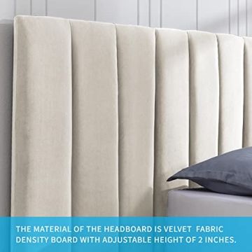 Mjkone Velvet Upholstered Bed Frame for Luxurious Sleep