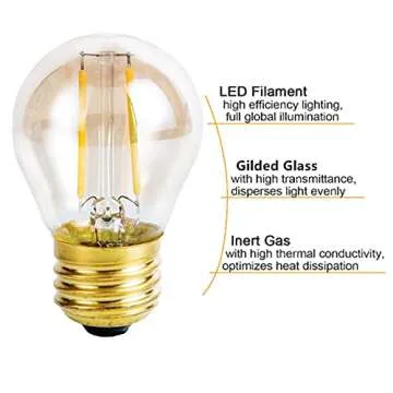 Beonllay Vintage Amber Light Bulbs 25 watt Equivalent Dimmable E26 LED Bulb 2500K Warm Light, 2W LED Globe Edison Decorative Light Bulb, 6 Pack