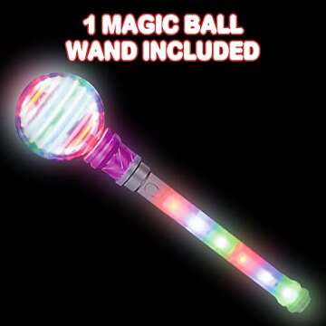 ArtCreativity Spinning Light Up Wand for Kids, 14-Inch LED Light Wand with Batteries Included, Fun L...