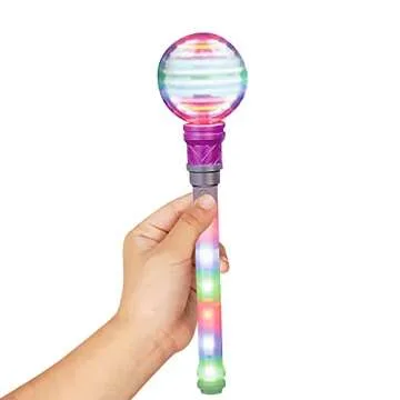 ArtCreativity Spinning Light Up Wand for Kids, 14-Inch LED Light Wand with Batteries Included, Fun Light Up Spinning Wand for Boys and Girls, Perfect Party Favor or Birthday Gift