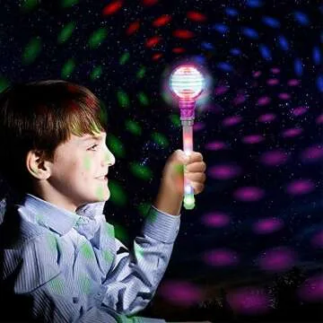 ArtCreativity Spinning Light Up Wand for Kids, 14-Inch LED Light Wand with Batteries Included, Fun Light Up Spinning Wand for Boys and Girls, Perfect Party Favor or Birthday Gift