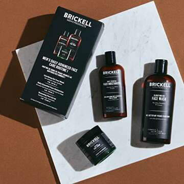 Brickell Men's Products Daily Advanced Face Care Routine I, Gel Facial Cleanser Wash, Face Scrub, Fa...