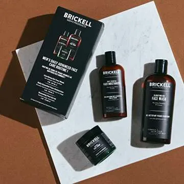 Brickell Men's Products Daily Advanced Face Care Routine I, Gel Facial Cleanser Wash, Face Scrub, Fa...