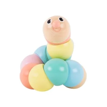 Eco-Friendly Pastel Twist Caterpillar Wooden Toy for Kids