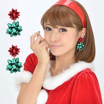 CEALXHENY Christmas Earrings for Women Festive Bow Drop Dangle Earrings Gift Stud Earrings for Women (A Red+Green)