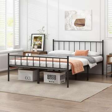 DIIYIV Queen Bed Frame - Sturdy Metal Platform Bed with Storage