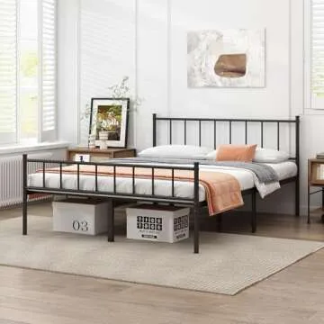 DIIYIV Queen Bed Frame - Sturdy Metal Platform Bed with Storage