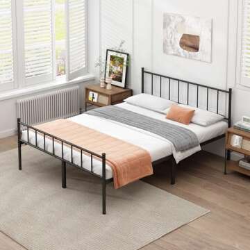 DIIYIV Queen Bed Frame - Sturdy Metal Platform Bed with Storage