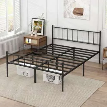 DIIYIV Queen Bed Frame - Sturdy Metal Platform Bed with Storage
