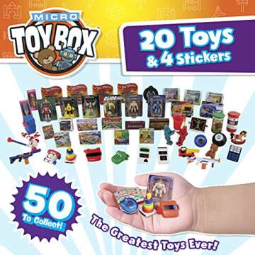 Micro Toybox COLLECTABLES 20 Pack- Styles Vary Mini Toys to Collect, Swap, Display with Surprise Toy