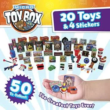 Micro Toybox COLLECTABLES 20 Pack- Styles Vary Mini Toys to Collect, Swap, Display with Surprise Toy