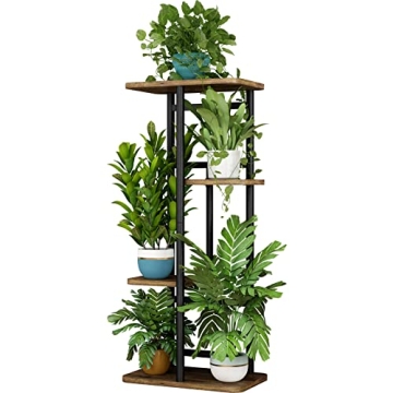 LINZINAR 4-Tier Black Plant Stand Indoor Garden Shelf
