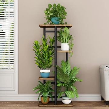 LINZINAR 4-Tier Black Plant Stand Indoor Garden Shelf