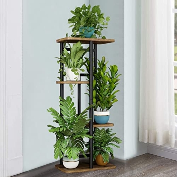 LINZINAR 4-Tier Black Plant Stand Indoor Garden Shelf